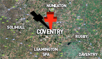 Map showing Coventry